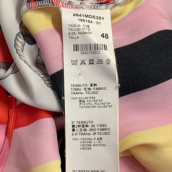 XL White Multi Color Polyester Viscose Floral Nautical Stripe Button Up Shirt - Picture 9 of 10